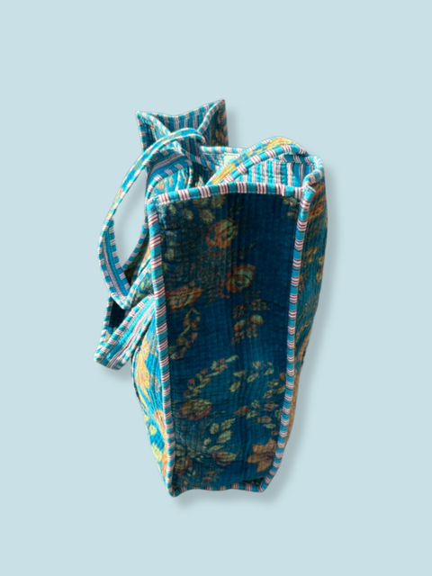 Teal Blue Velvet Tote Bag - House of Roya
