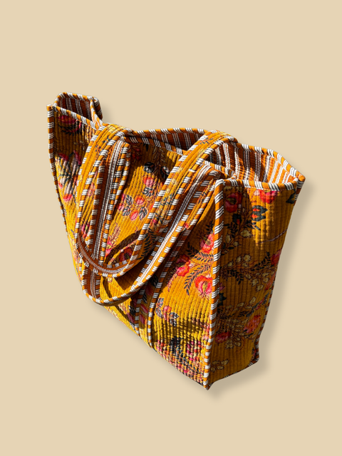 Ochre Velvet Tote Bag - House of Roya