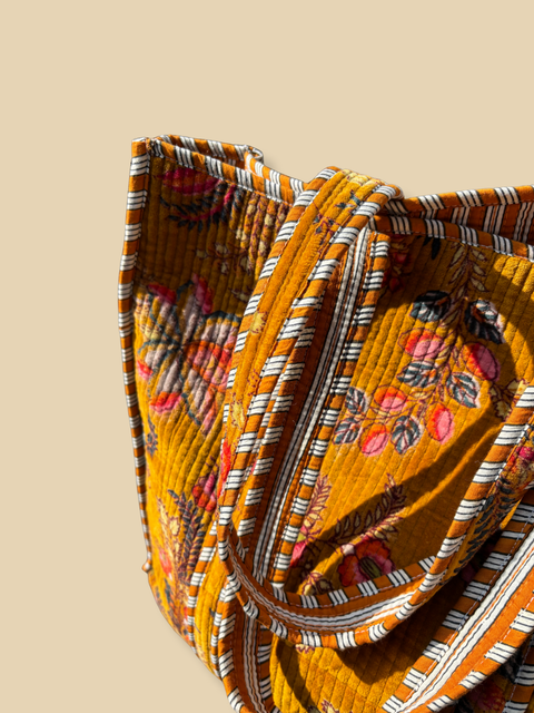 Ochre Velvet Tote Bag - House of Roya