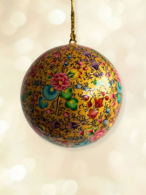 Gulistan Gold - hand-painted Kashmiri baubles - House of Roya