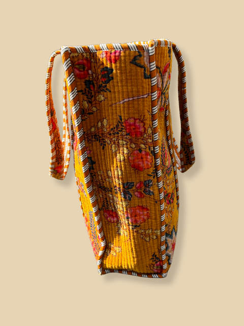 Ochre Velvet Tote Bag - House of Roya