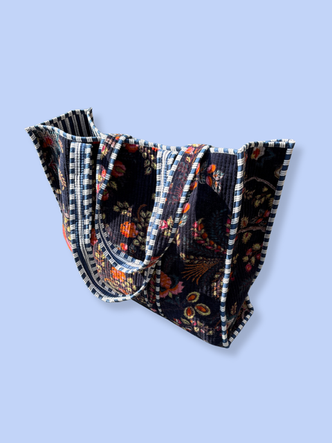 Midnight Blue Velvet Tote Bag - House of Roya