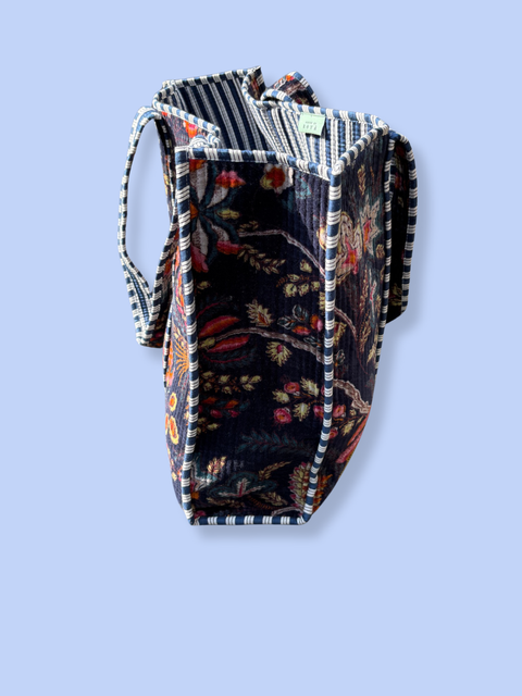 Midnight Blue Velvet Tote Bag - House of Roya