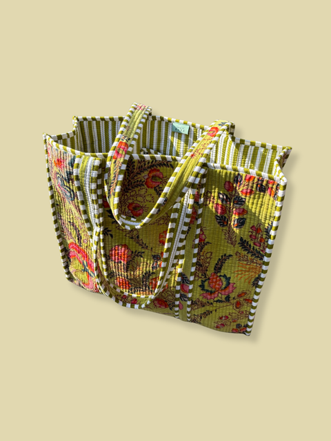 Lime Green Velvet Tote Bag - House of Roya