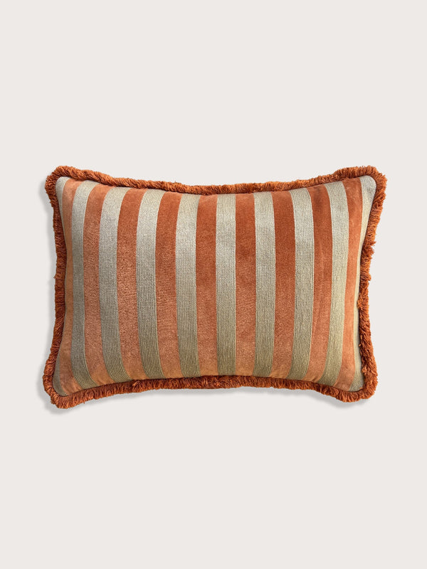Bengal Stripe Velvet Cushion Cover - Burnt Orange