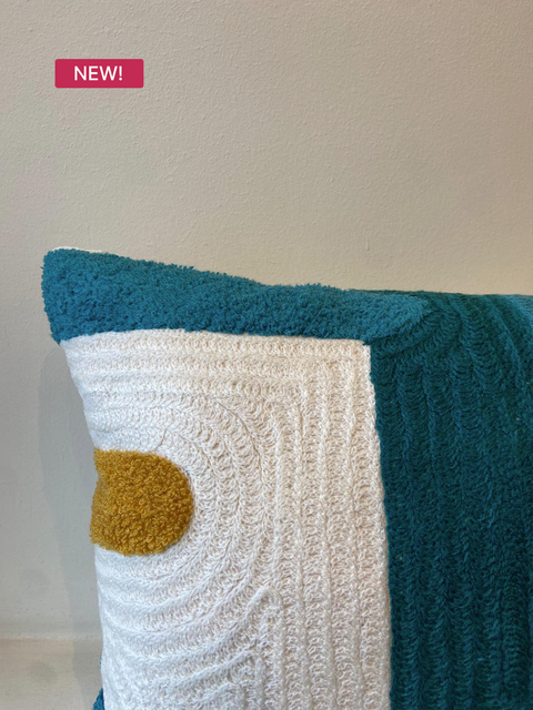 Teal Arc Rectangular Cushion