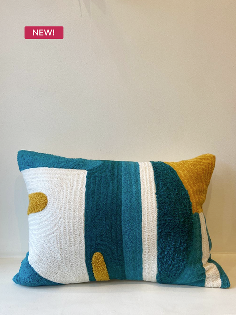 Teal Arc Rectangular Cushion