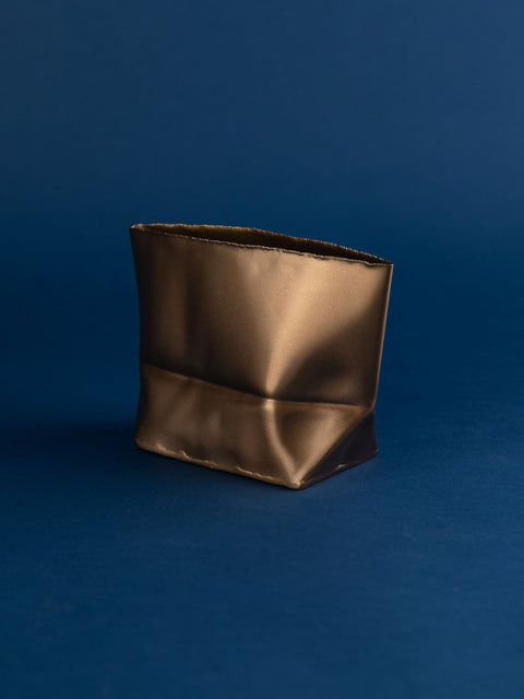 Brass Paper Bag Vase Small - House of Roya