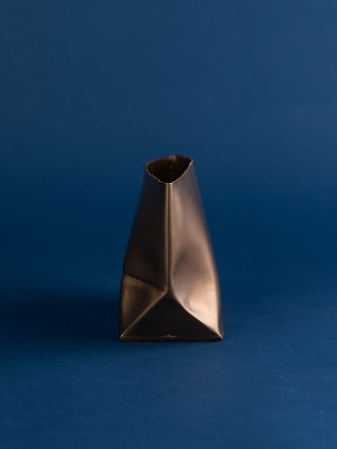 Brass Paper Bag Vase Small - House of Roya