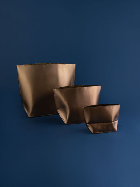 Brass Paper Bag Vase Large - House of Roya