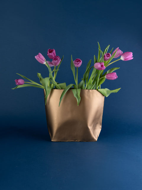 Brass Paper Bag Vase Large - House of Roya