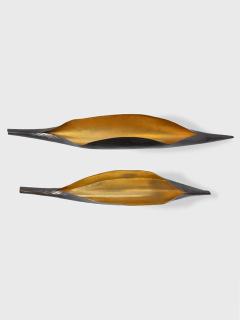 Banana Leaf in Antique Black with Matte Gold Finish - House of Roya