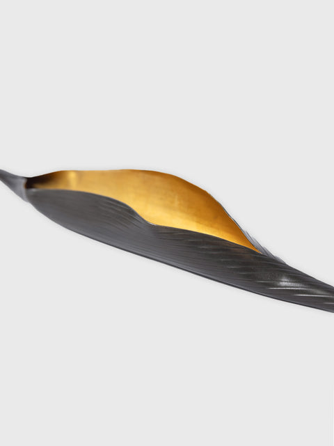 Banana Leaf in Antique Black with Matte Gold Finish - House of Roya