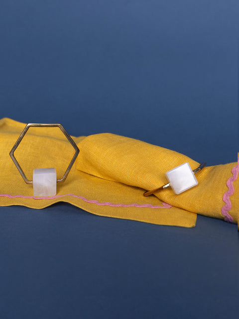 Memphis Hexagon Napkin Ring - Set of 4 - House of Roya