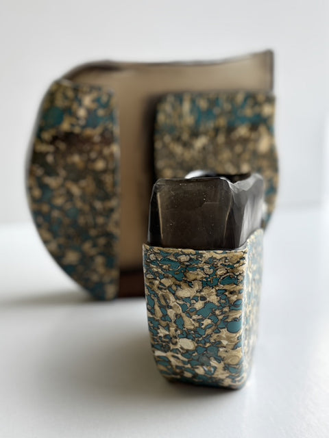 Focal Shot Of Small Arcane Smokey Earthy Tone Vase Handblown And Unique