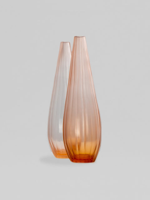 Small Balloon Peach Vase with Wide Cut Stripes - House of Roya
