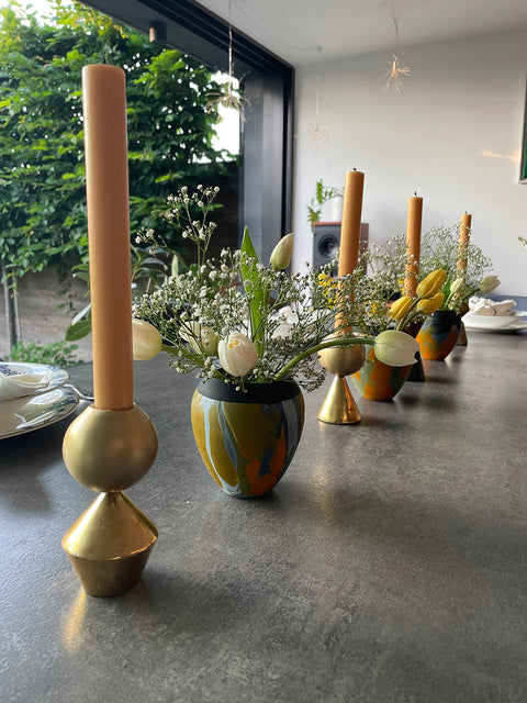 Votive with Fluid Motion - Black Grey - House of Roya