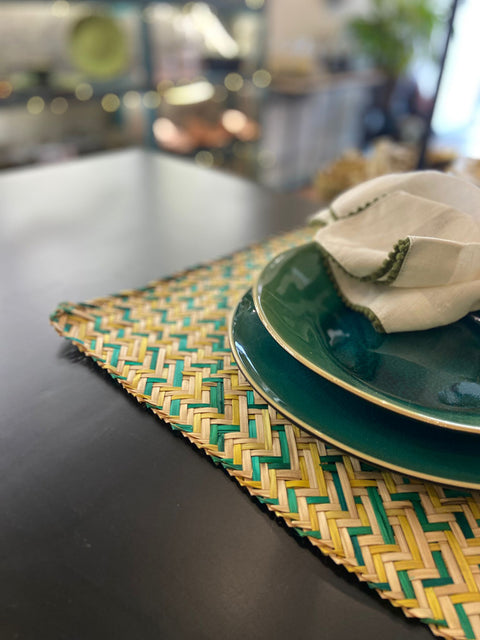 Green & Natural Bamboo Placemats - House of Roya