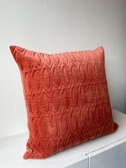 Quilted Velvet - Burnt Orange Cushion Cover - House of Roya