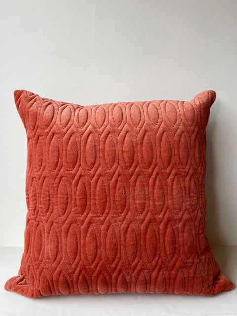 Quilted Velvet - Burnt Orange Cushion Cover - House of Roya