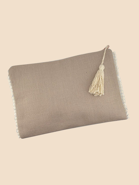 Latte Grey Embroidered Clutch - House of Roya