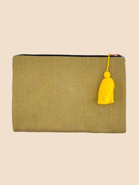 Sunshine Yellow Embriodered Clutch - House of Roya
