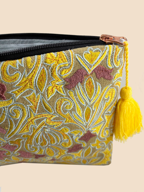 Sunshine Yellow Embriodered Clutch - House of Roya