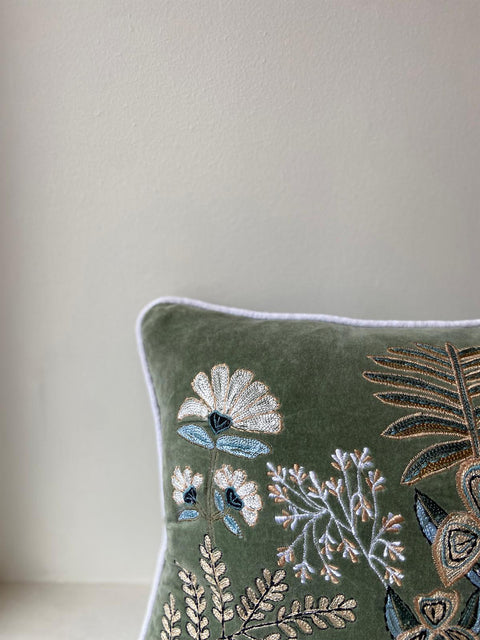 Whispering Greens Rectangle Cushion Cover - House of Roya