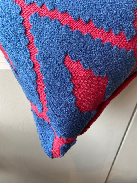 Red and Blue Diamond Geometric Pattern Cushion Cover - House of Roya