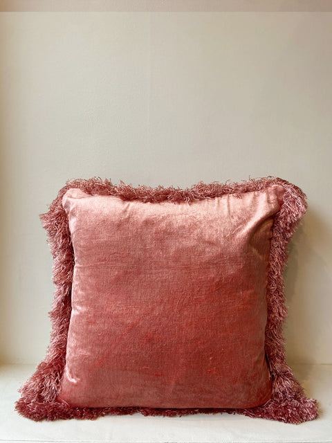 Dusty Pink with Fringed Cushion Cover - House of Roya