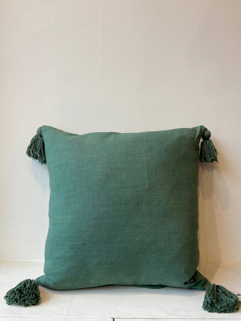 Forest Green Palm Leaf Pattern Cushion Cover - House of Roya