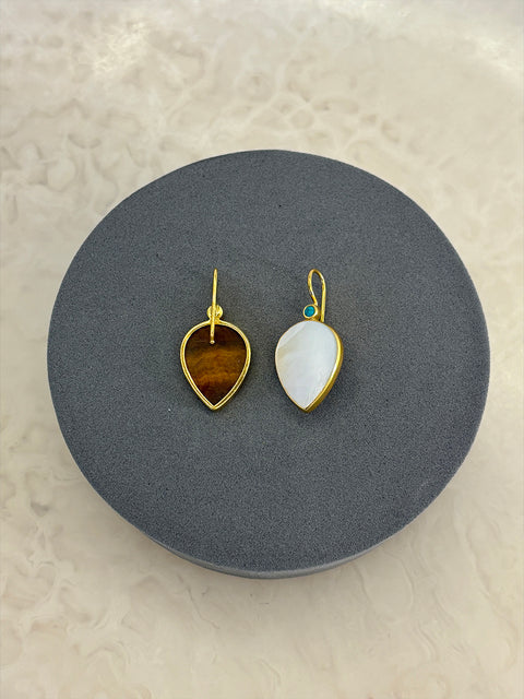 Rear Shot of Chadni Pearl Teardrop Earrings Made from Sterling Silver & Gold Plated