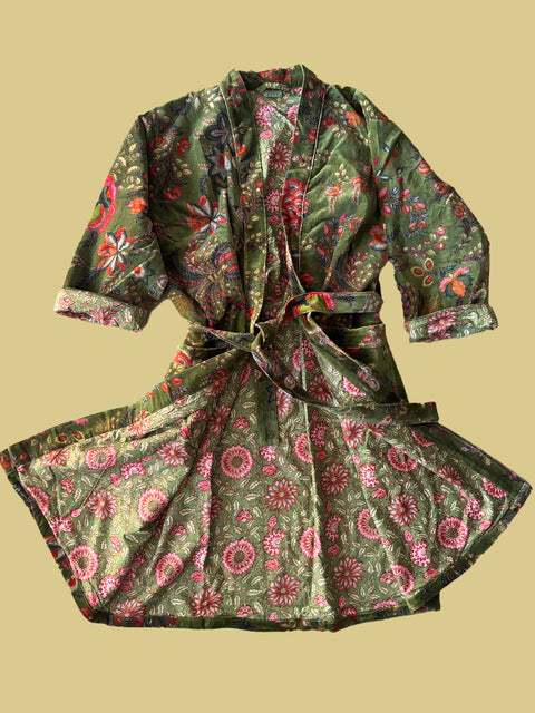 Forest Green Velvet Kimono - House of Roya
