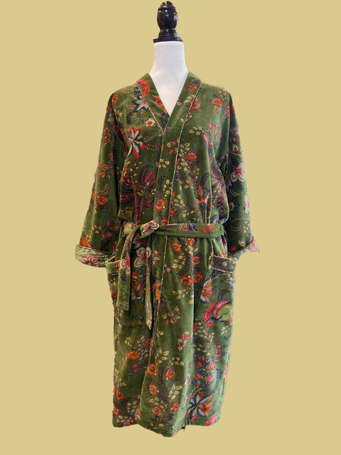 Forest Green Velvet Kimono - House of Roya