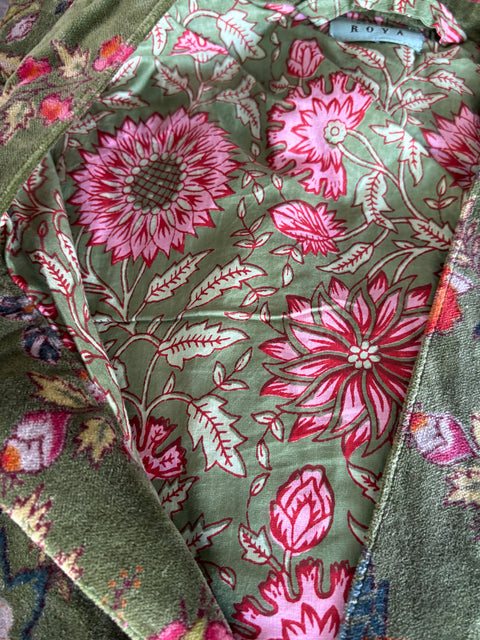 Forest Green Velvet Kimono - House of Roya