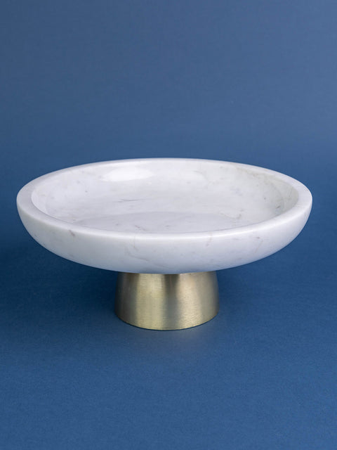 Marble and Brushed Gold Cake Stand - House of Roya