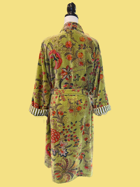 Lime Green Velvet Kimono - House of Roya