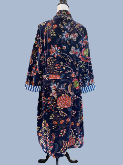 Midnight Blue Velvet Kimono - House of Roya