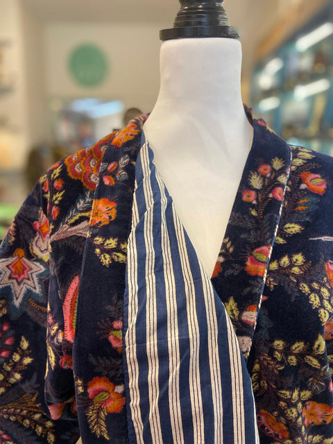Midnight Blue Velvet Kimono - House of Roya