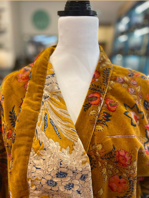 Ochre Velvet Kimono - House of Roya
