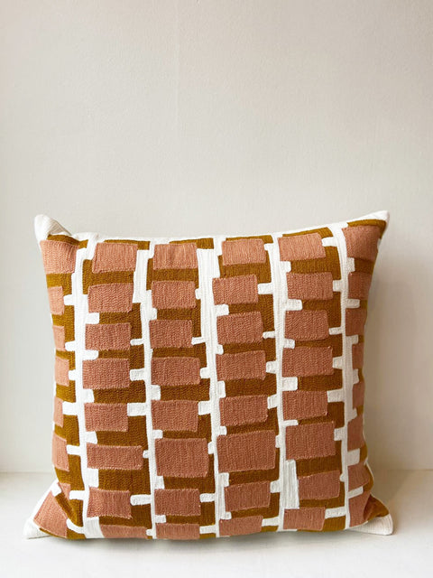 Geometric Block Embroidered Cushion Cover - House of Roya