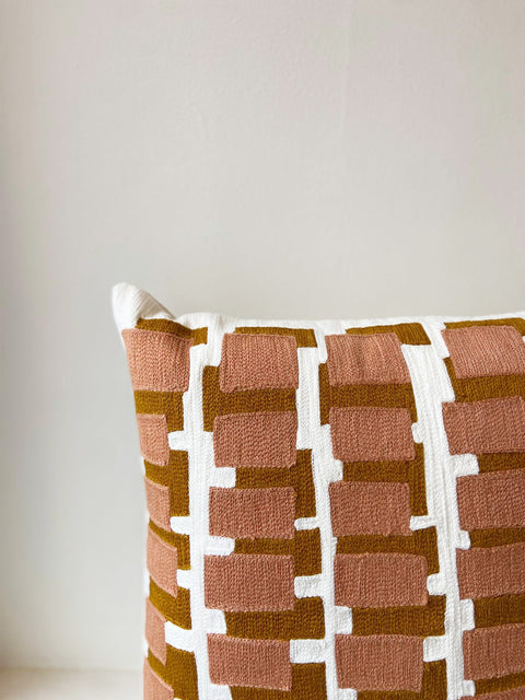 Geometric Block Embroidered Cushion Cover - House of Roya