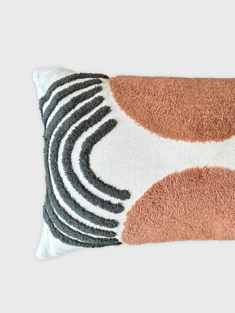 Ripple Aari Cushion Cover - Salmon & Grey - House of Roya