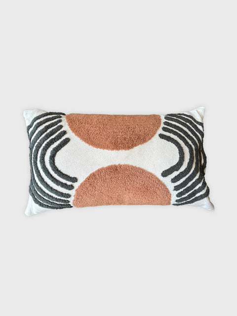 Ripple Aari Cushion Cover - Salmon & Grey - House of Roya