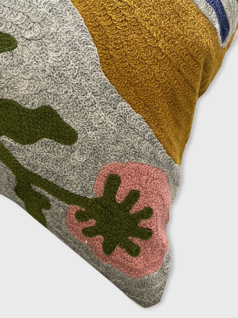 Leaf Aari Cushion Cover - Multicolour - House of Roya