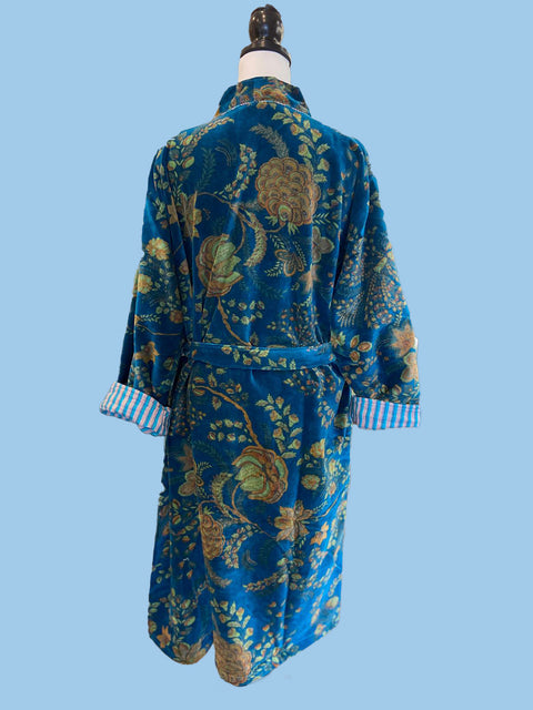 Teal Blue Velvet Kimono - House of Roya
