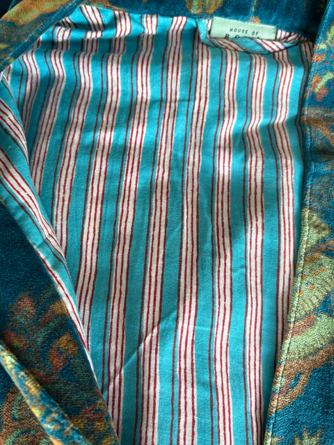 Teal Blue Velvet Kimono - House of Roya