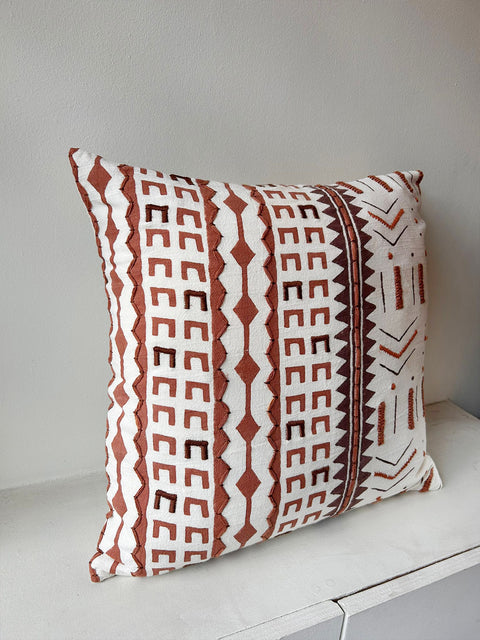 Terracotta Trail Block Print Cushion Cover - House of Roya