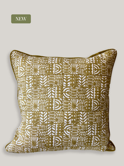 Zeenat Dual Pattern Linen Cushion Cover - House of Roya