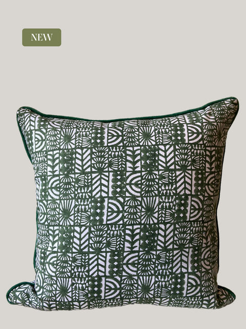 Zeenat Dual Pattern Linen Cushion Cover - House of Roya